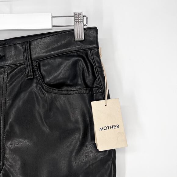 MOTHER NWT The Rambler Zip Ankle Pants Women’s Size 30 Black Faux Leather - Picture 3 of 9